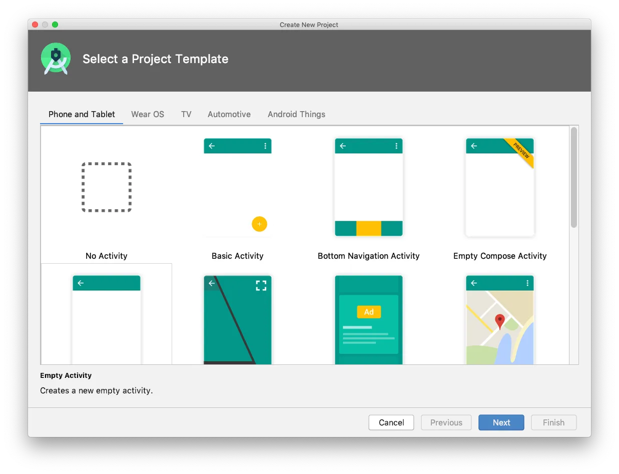 Empty
compose activity selection