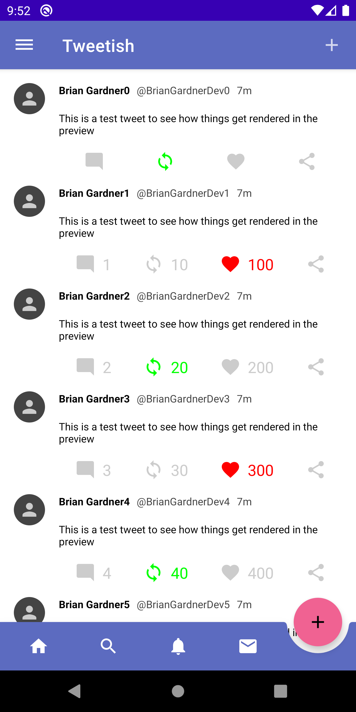 Emulator screenshot showing the theme colors applied to the application.