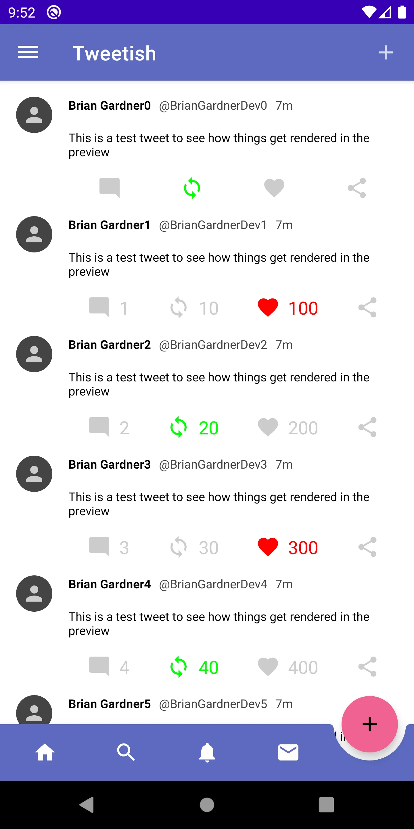 Emulator screenshot showing the theme colors applied to the application.