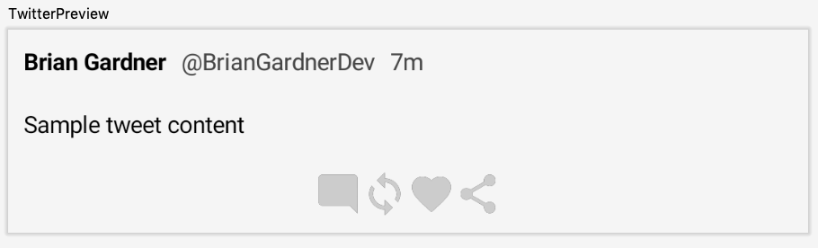 Preview pane showing the action row with a center arrangement