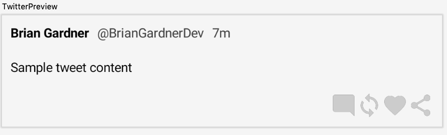 Preview pane showing the action row with an end arrangement