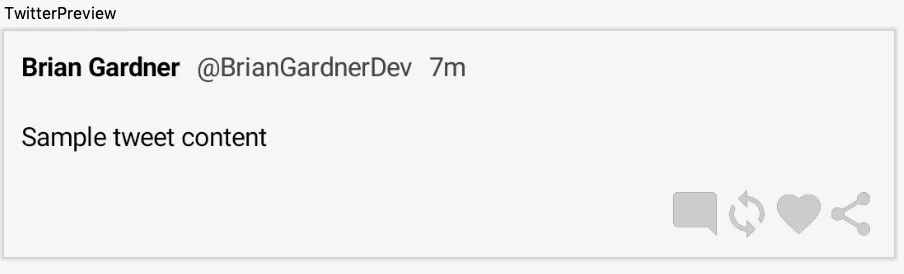 Preview pane showing the action row with an end arrangement