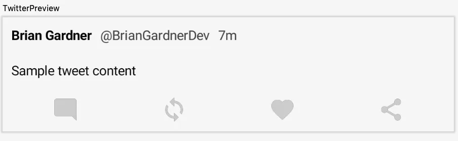 Preview pane showing the action row with a space around arrangement