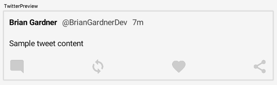 Preview pane showing the action row with a space between arrangement