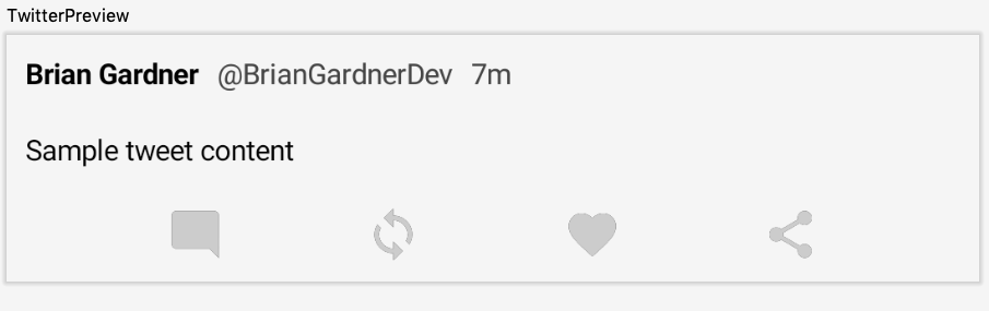 Preview pane showing the action row with a space evenly arrangement