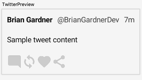 Preview pane showing the action row with tinted icons