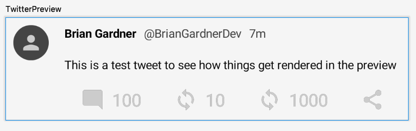 Preview pane showing the profile image displayed in the tweet view.