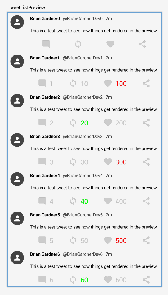 Preview pane showing the tweet list view.