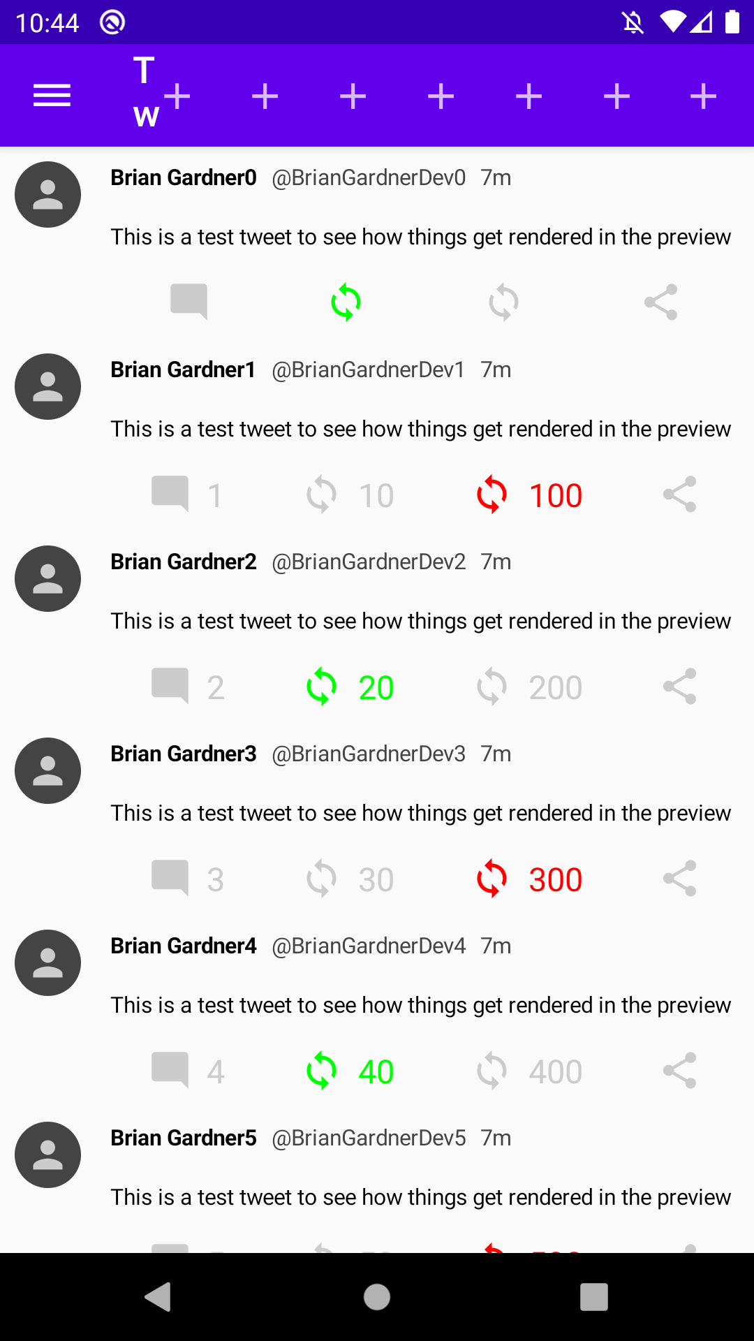 Emulator screenshot showing the app bar with the actions pushing the title out of the way.