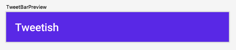 Preview pane showing the initial top app bar with title