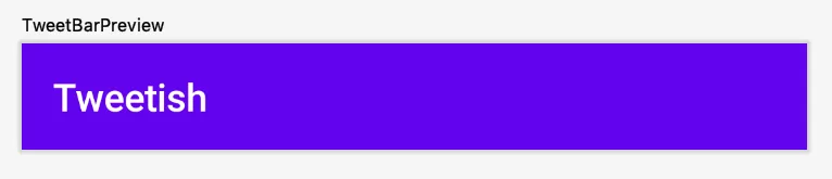 Preview pane showing the initial top app bar with title